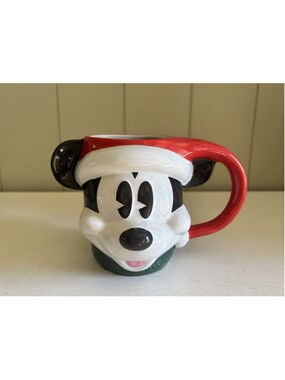2022 Disney Parks WDW Christmas Mickey Mouse Coffee Mug Cup Santa Handpainted 3D